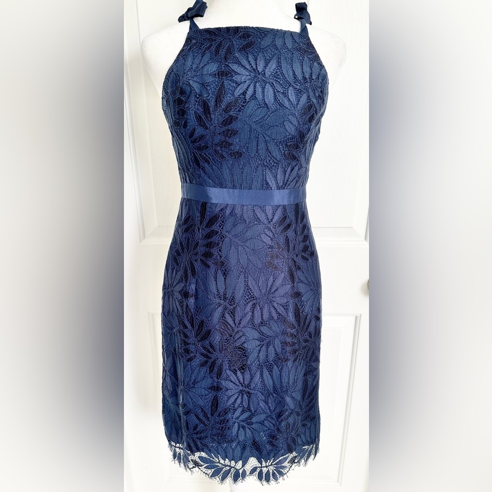 Lilly Pulitzer Kayleigh Shift Dress True Navy‎ Lace Sz 0 EUC